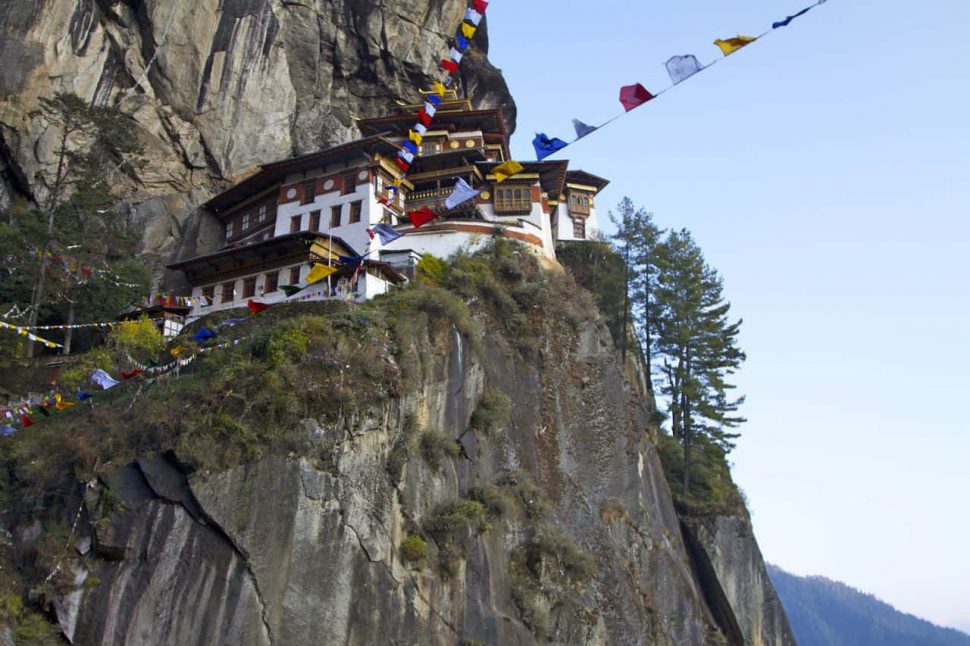 Taktshang Monastery (also known as Tiger's Nest) is perched 3,000 feet above the valley floor