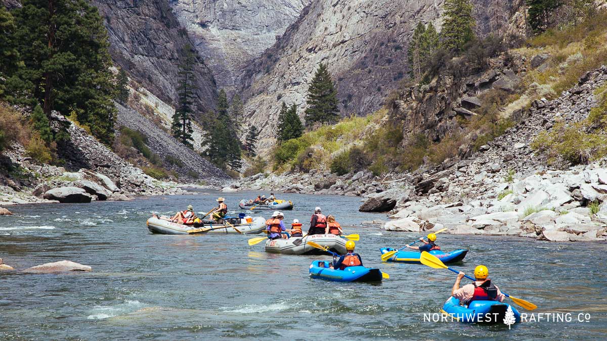 Rafts and Kayaks in the Impassable Canyon on the Middle Fork of the Salmon River