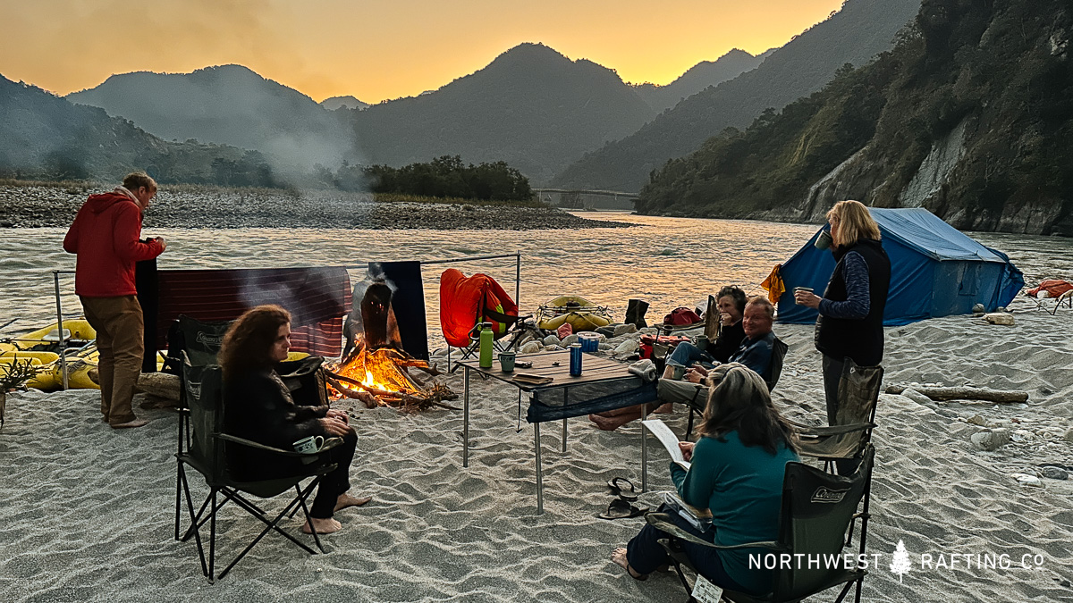 At Camp on the Drangme Chhu in Bhutan