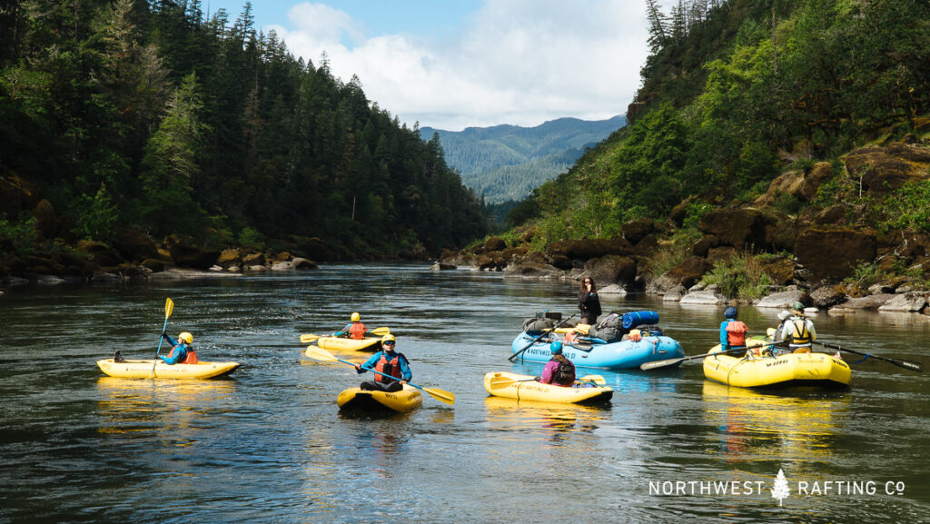 Rafts and Kayaks on the Rogue River